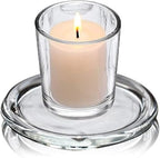 Glass Candle Holder 2 Pack 5 Inch Clear Beautiful Transparent Round Candle Plate (2pack 5inch) - size: 2pack 5inch