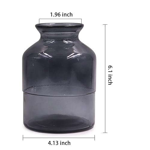 OFFIDIX Glass Vase,6 * 4.1in Large Volume Geometric Faceted Design Flower Vase - color: Black