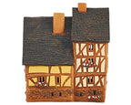 Ceramic Art Handmade Tealight Candle Holder Room Decoration Handcrafted Collectible Miniature Aroma Light House Traditional Half-Timbered Houses in The Old Town of Rennes, France B299AR*