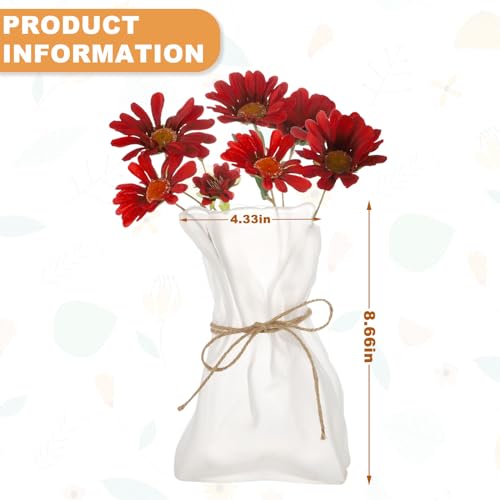 WHJY Glass Purse Vase for Flowers, Glass Bag Vase, Matte Aesthetic Flower Vase Unique Home Décor for Wedding, Dinning, Bookshelf - size: Large