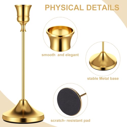 Gold Taper Candle Holders for Pillar Candles, Brass Candlestick Holders, Skinny Candle Holder Decor for centros de mesa Table Centerpiece - color: Golden