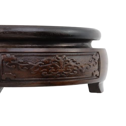 Wooden Display Stand Base 5" x 5" Wood Carved Craft Pedestal Traditional Wooden Base Oriental Antique Display Riser Round Pedestal Stands for Vase Crystal Ball Teapot Stone Flower Pot - size: Round, 5" x 5"