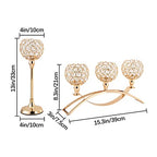 VINCIGANT Set of 3 Gold Candle Holders Wedding Table Centerpieces,Tealight Candlestick Candelabra Stand with 3 Arms for Fireplace Home Living Room Decor,Valentine's Day Housewarming - size: 1 Piece 8.3" tall & 2 Pieces 13" tall