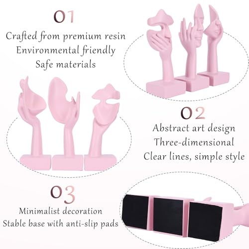 3 Pcs Thinker Large Statue Set - Pink Art Abstract Home Accent Figurines for Living Room, Bedroom, Shelves, Office Desktop, Coffee Table Decor, Gift for Women (3 Pcs Pink, 9") - color: 3 Pcs Pink, size: 9"