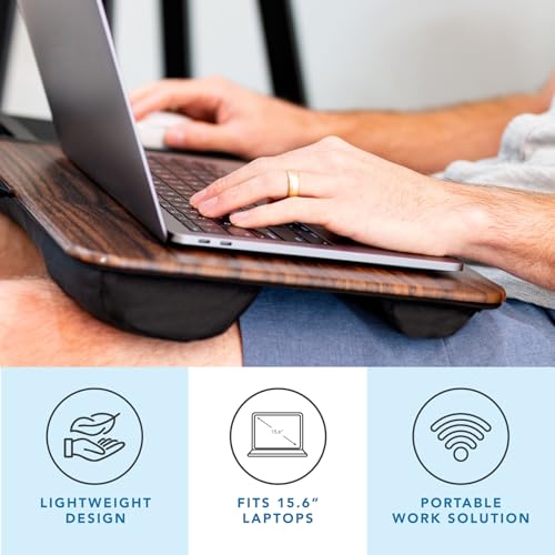LAPGEAR Home Office Lap Desk with Device Ledge, Mouse Pad, and Phone Holder - Espresso Woodgrain - Fits up to 15.6 Inch Laptops - Style No. 91575 - color: Espresso Woodgrain, size: Home Office