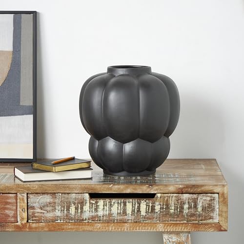 Deco 79 Ceramic Decorative Vase Wide Bubble Inspired Centerpiece Vase with Distressed Speckled Texturing, Flower Vase for Home Decoration 12" x 12" x 13", Black - size: 12" x 12" x 13"