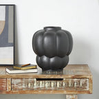 Deco 79 Ceramic Decorative Vase Wide Bubble Inspired Centerpiece Vase with Distressed Speckled Texturing, Flower Vase for Home Decoration 12" x 12" x 13", Black - size: 12" x 12" x 13"