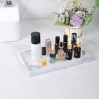 Bathroom Vanity Tray - 11'' Ceramic Rectangle Countertop Tray, Heavy-Duty Perfume Organizer Plate, Jewelry Ring Tray, Kitchen Soap Dispenser Stone Trays, Marble White - color: Marble White