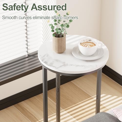C Shaped End Table, Couch Side Tables for Living Room, Round Sofa End Table with Metal Frame, Small Wooden Snack Table for Bedroom, Small Spaces, Easy Assembly (Black) - color: Round-black, size: 1pc