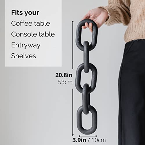 PEAKOLY Wood Chain Link Decor - Modern Coffee Table Decor Items, Black Chain Decor for Coffee Table, Wooden Decorative Chain, Bookshelf Decor, Shelf Decor Accents, Table Decorations for Living Room - color: Black