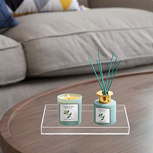 Bigfety Acrylic Bathroom Tray for Counter, Handmade Clear Trays Sturdy Organizer for Cup, Sponge, Soap, Plant (Medium, Clear) - size: 9.7" x 5.9" x 0.9"