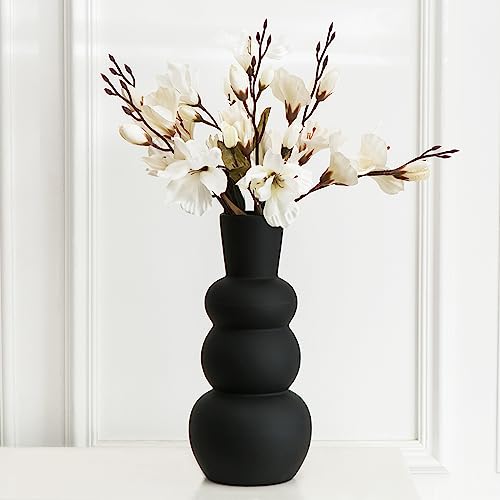 Black Vase, Modern Ceramic Vase, Black Matte Clay Vases for Pampas Grass, Minimalist Home Fresh Flowers, Dried Flowers - color: F-black Tall Vase