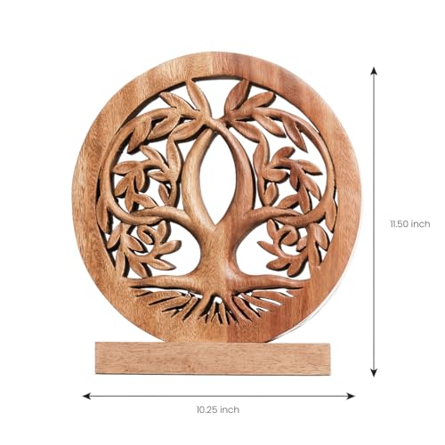 Decozen Wood Tree of Life Sculpture, Gift for Mom Home Decor, Living Room, Boho, Coffee Table, Centerpiece Table Decor, Mantle, Bathroom Shelf, Farmhouse, Christmas Decorations, Mothers day Gifts - color: Tribune