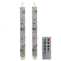 Flameless Taper Candles Flickering with Remote and Timer, 3D Moving Flame Taper Candle Battery Operated to 400 Hours, 9 Inch Window Candles, (Birch Bark) - color: Birch Bark