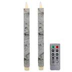 Flameless Taper Candles Flickering with Remote and Timer, 3D Moving Flame Taper Candle Battery Operated to 400 Hours, 9 Inch Window Candles, (Birch Bark) - color: Birch Bark