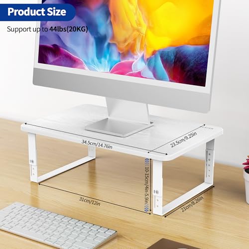 BESIGN MS01 Monitor Stand Riser, Height Adjustable Laptop Stand, Computer Monitor Stand for Monitor, Computer,Laptop,Printer (White) - color: White