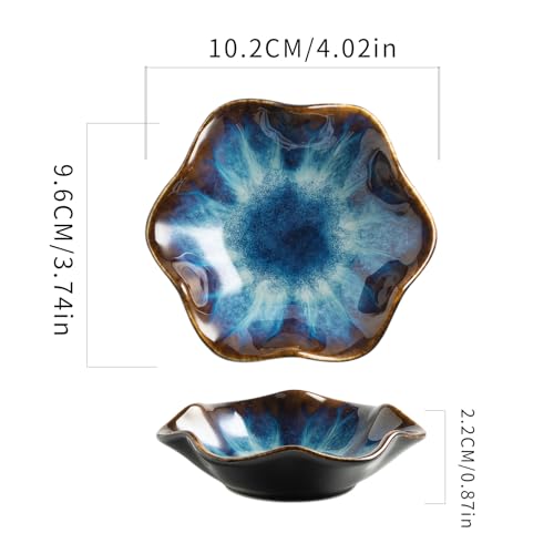 Ceramic Trinket Dish for Jewelry, Lotus Leaf Shape Small Ring Dish Tray, Jewelry Dish Organizer for Necklace Earrings, Home Decor Gift for Mom Best Friend Sister (blue) - color: blue