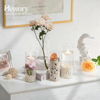 Hewory Glass Cylinder Vases for Centerpieces: 7“+6" Tall 12Pcs Clear Small Bud Vases for Flowers Wedding Party Table Decoration - Skinny Hurricane Candle Holders for Floating Candles