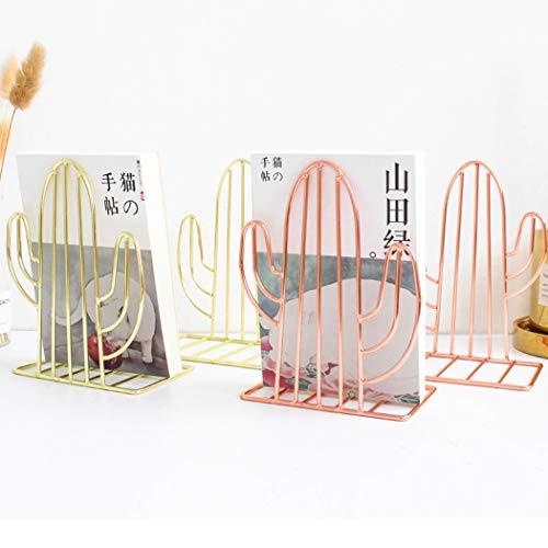 Creative Minimalist Style Bookends Metal Adjustable Books Holder Stand Book Rack Desk Bookend - Cactus, Rose Gold - color: Cactus, Rose Gold