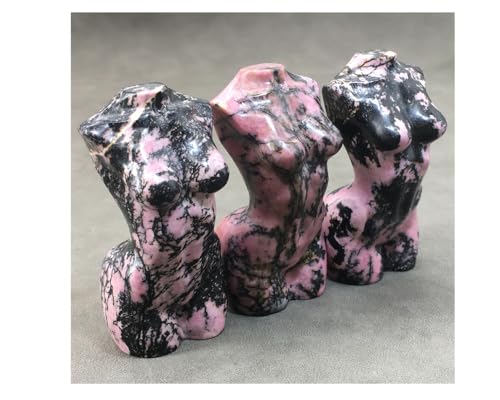 Natural Rhodonite Crystal Female Model Figurine Hand Carved Body Sculpture Statue Gemstone Small Figurine Reiki 3 Inch Home Office Decor Ornaments 100-150 Grams - color: Rhodonite