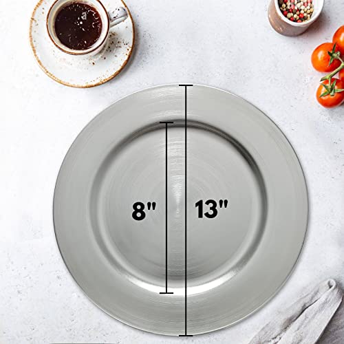 13inch Round Plastic Charger Plates,Set of 8,Charger Plates for Dinner,Wedding,Party,Event Decoration. (Metallic foil Silver) … - color: Metallic foil Silver
