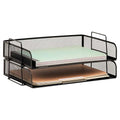 Mind Reader Stackable Paper Tray, Desktop Organizer, File Storage, Office, Metal Mesh, 2 Pcs., Black - color: Black
