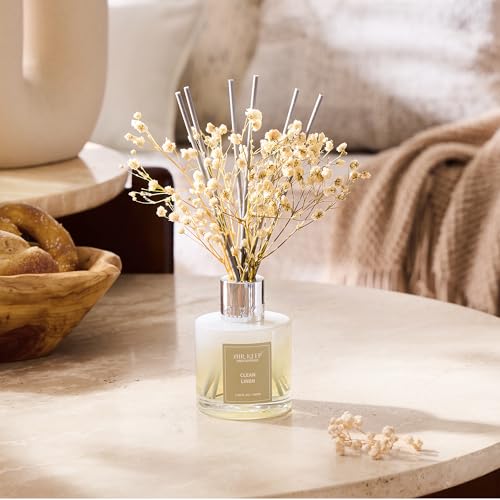 Airkeep Reed Diffuser Set,3.38 fl oz (100 ml) - Clean Linen Oil Diffusers with 8 Reed Sticks,Home Fragrance Reed Diffuser for Bathroom Shelf Decor - size: Real Flower/3.38Ounce/1pack