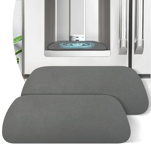 LOPNUR Refrigerator Drip Tray Catcher 2 Pack - 9"x3.1" Cuttable Refrigerator Mats Hide Stains, Fridge Ice Water Dispenser Absorbent Mat for Samsung Whirlpool GE, Fridge Drip Pad (Trapezoid, Grey) - color: Grey, size: Trapezoid - 9"x3.1"