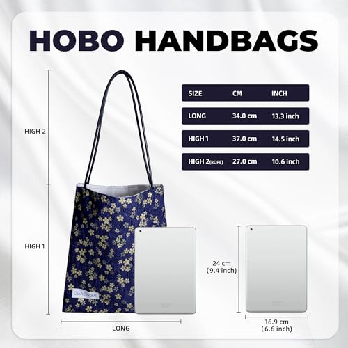 DGAZ Designer Hobo Bags for Women, Luxury Tote Bag with Zipper, Large Shoulder Bags - color: Sakura