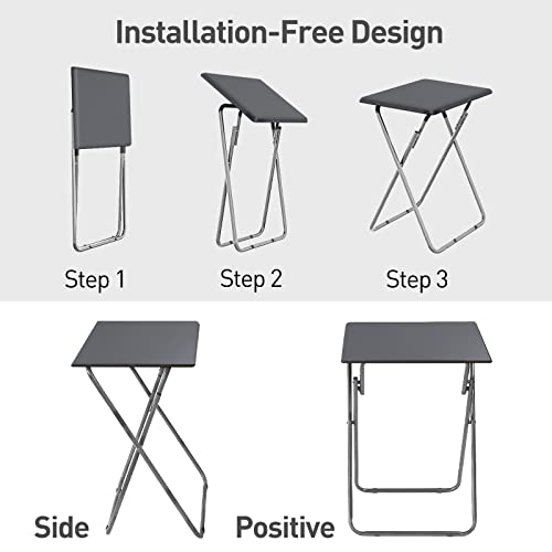 Garden 4 you Folding TV Tray Table/TV Dinner Trays Tables for Eating,Stable Tv Trays Table 25In, Folding Tray Side Table, Foldable Snack Tables for Bed & Sofa, 15 x 18.9 x 26 in (Grey,1PC) - color: Grey, size: 1pc