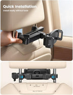 Lamicall Car Headrest Tablet Holder - [3 in 1 Extension Arm] Adjustable Tablet Car Mount for Back Seat, Gifts Road Trip Essentials for Kids, for 4.7-11" Device Like iPad Pro, Air, Mini, Galaxy, Fire - color: Black