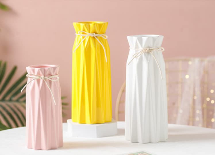 Arawat Ceramic Pink Vase Flower Vase for Home Decor Modern Style 9.5 inch Tall Vase for Table Shelf Home Decor Vase for Fireplace Bedroom Kitchen Living Room Wedding Office Desk Birthday Gifts - color: 9.5 Inch Tall Pink Ceramic Vase for Home Decor