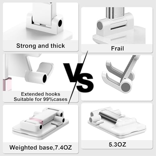 Phone Stand for Desk, Cell Phone Holder Adjustable Office Cellphone Stand for Desk Adjustable Tablet Stands Compact Design for iPhone iPad Android Devices Under 12", White,2Pack - color: 10-Snow-white