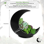 Table Planter - Desk Moon Planter – Candle Holder - Boho Planters for Indoor Plants, Succulents, Air Plant, Cactus, Faux, Artificial Plants -Witchy Gifts for Women, Birthdays, Plant Lovers - color: Black