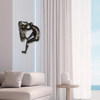 Climbing Man Wall Sculpture – Resin Decor Figure, Modern Art Accent, Black Home Ornament | Unique 3D Hanging Statue Piece, Artistic Abstract Wall Decoration Setup Living Room Bedroom Workplace Design - size: Trumpet Hands Climbing, style: Silver