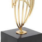Modern Metal Sculpture, Iron Luxury Abstract Art Statue Decorative Table Centerpiece Ornament for Living Room Office Gold (Black Base)