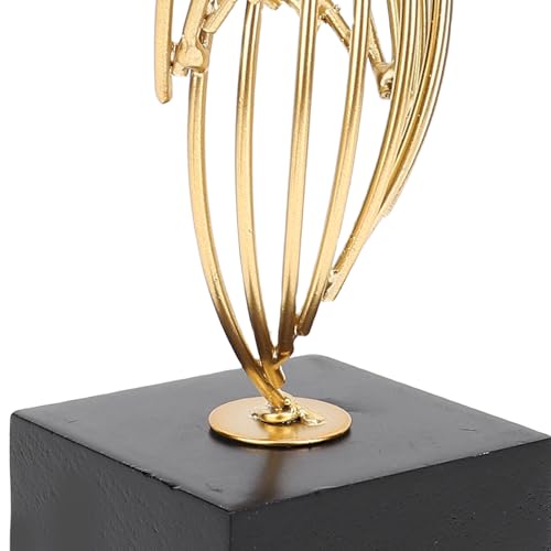 Modern Metal Sculpture, Iron Luxury Abstract Art Statue Decorative Table Centerpiece Ornament for Living Room Office Gold (Black Base)