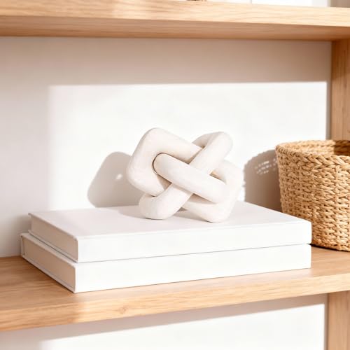 Wooden Knot Decoration Bohemian Decoration Hand-Carved Knot Autumn Winter White Home Decor Suitable for Coffee Table Bedroom Living Room Farmhouse Dining Table Minimalist Decoration（White） - color: White