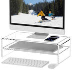 Egchi Clear Acrylic Monitor Stand Riser 2 Tier, 5.12 Inches High Clear Computer Desk Organizer Shelf for Multi Media PC Storage Laptop - size: 16''x8''x5.12''-2 Tiers