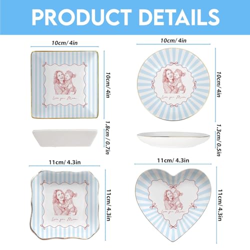 Personalized Mom Photo Jewelry Tray, Remember I Love You Mom Jewelry Dish; Personalized Grandma Portrait Photo Trinket Tray, Mother of the Bride Gifts, for Grandma Mama 8 - color: Jewelry Dish 7