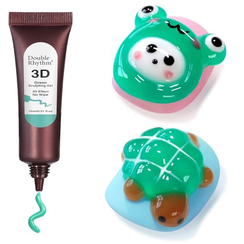 Double Rhythm 0.5 Oz 3D Nail Gel Art Sculpting No Wipe for Designs DIY Nail Art for Drawing, Molding,and Decoration (3D Sculpting Gel Green) - color: Green