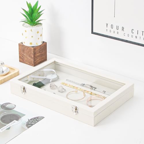 Coward Jewelry Organizer Box, Beige Velvet Blank Display Tray Case with Lid for Storage Necklaces Bracelets Rings Beads and Jewelry Accessories - color: Beige Velvet, size: Blank Box