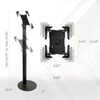 Mount-It! Anti-Theft Universal Tablet Floor Stand Kiosk, Locking Enclosure for iPad, Galaxy Tab & Surface Pro 9.7"–13.1", Height Adjustable 27.5"–47", Commercial Kiosk Stand, Black - color: Black