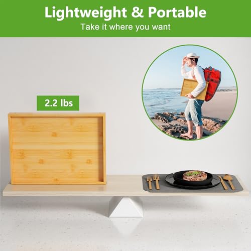 Youpehom Bed Tray Table with Folding Legs,Bamboo Breakfast in Bed for Kitchen Serving Tray,Sofa,Eating,Used As Laptop Desk Snack Tray (Bamboo, Large) - color: Bamboo, size: Large