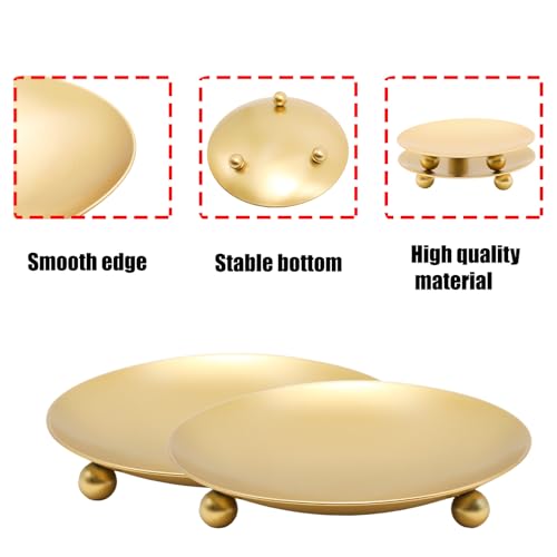 2Pcs Iron Plate Candle Holder Set - 4.33 Inch Decorative Pedestal Candle Stands for Home, Wedding, and Birthday Parties - Elegant Gold Candle Holders for Stylish Décor - color: Gold, size: Large