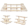 Flenpptly Retail Display Shelves Display Stand Retail Table Wooden 3 Tiers Display Rack Portable Shelf Rack for Retail Counter Top Craft Shows Farmers Market Tradeshows (2 Corner+1 Straight)