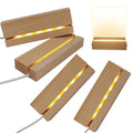 Led Light Display Base - 4pcs Rectangle LED Display Stand with Dimmable Warm Light Lamp, Wood Art Lights Display Pedestal for Crystal Glass Resin Art Home Decor