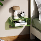 Acrylic Floating Nightstand, Bedside Table, Nightstand Shelf Wall Mounted Bedside Shelf (Green, Small) - color: Green