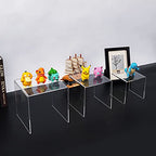 HIIMIEI Clear Acrylic Display Risers 2 Sets, 3-Tier Risers Stands Showcase for Amiibo Funko Pop Figures, Dessert, Jewelry-5"x6"x7" - size: 5"x6"x7"