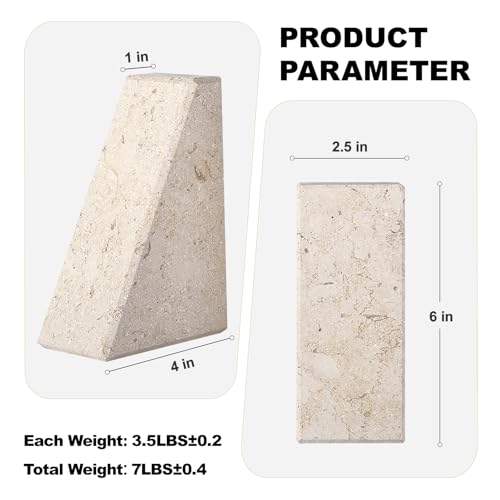 Karibiber Marble Bookends for Heavy Books, Decorative Book Ends for Shelves, Beige Stone Durable and Heavy-Duty Book Ends for Hardback Books & CDS, Unique Book Stopper & Holder, Set of 2 - color: Windsor Beige